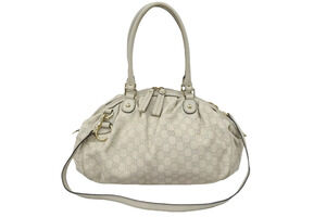 Gucci Sukey Guccissima Leather Tote Bag Handbag Ivory White Canvas